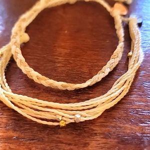 PURA VIDA Gold Silver Tone Beaded Signature Adjustable Cord and Braided Bracelet